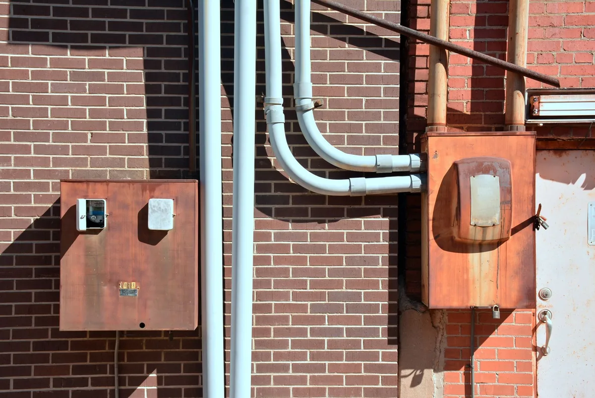 Gaine ICTA et conduit posés le long d un mur extérieur